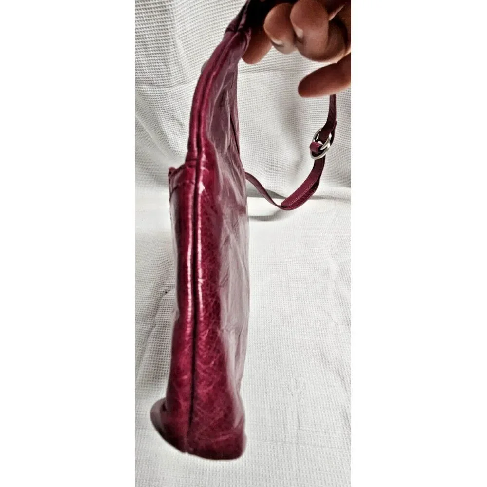 Hobo the Original  Plum Colored doubt zip front Leather‎ Crossbody 10
